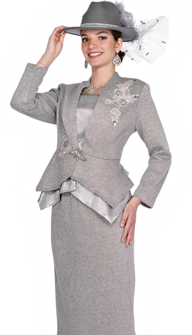 Champagne Italy Church Suit 5959-Silver Grey