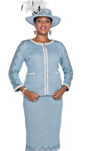 Champagne Italy Church Suit 5962-Light Blue