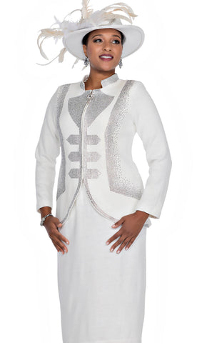 Champagne Italy Church Suit 5967-White