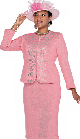 Champagne Italy Church Suit 5969-Pink