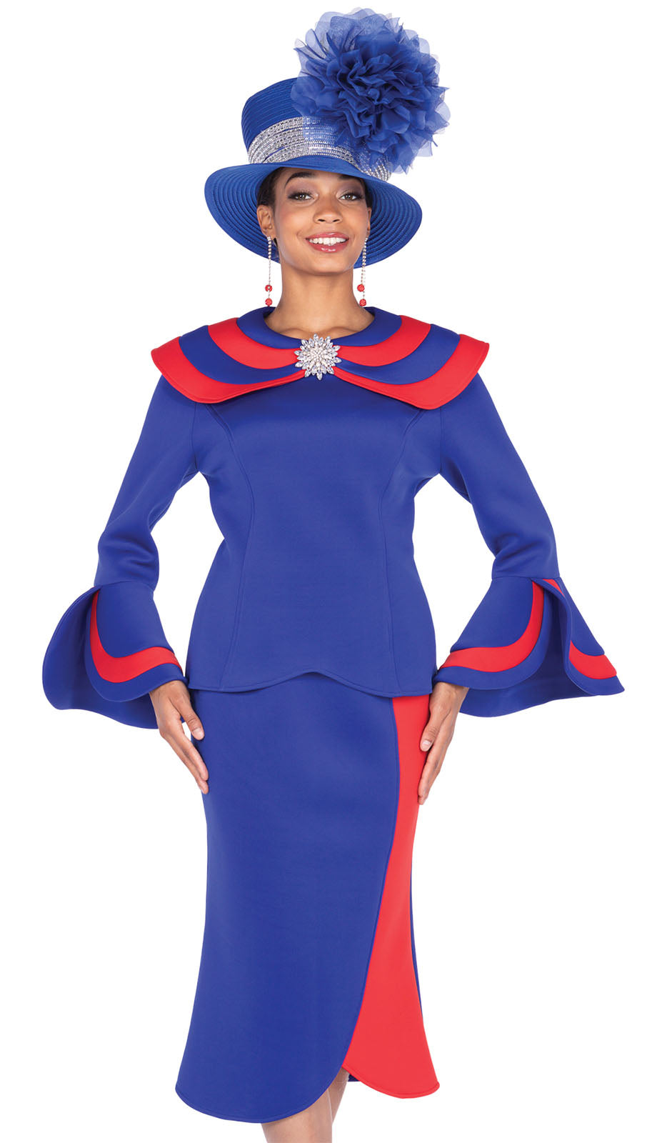 Aussie Austine Church Suit 5926-Royal Blue/Red – Church suits for less
