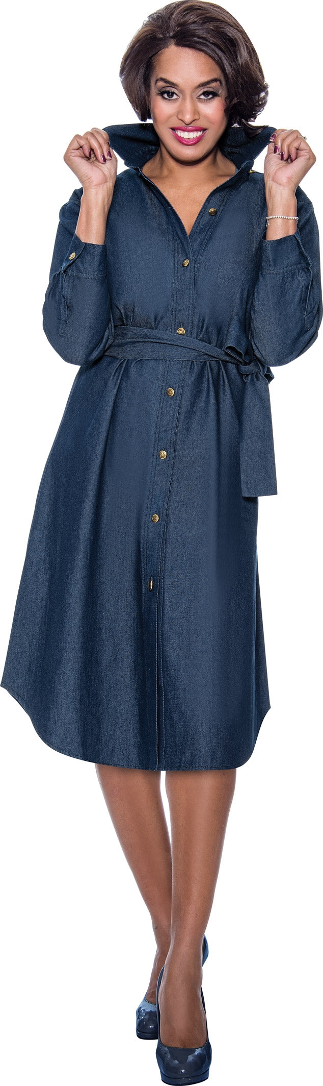 Devine Sport 63841-QO Church Dress Navy with White / 20W | Designer Church Suits Devine Sport 63841-QO Church Dress Navy with White / 20W | Designer Church Suits