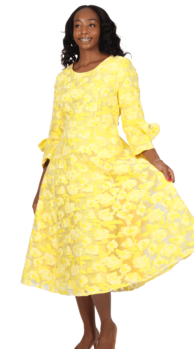 yellow church dresses Diana Couture 8825-YLW Church Dress Yellow / 14
