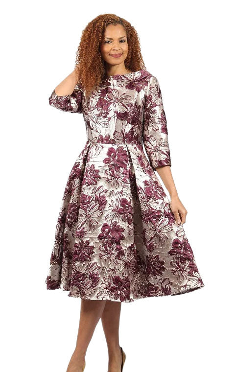 Diana Couture Church Dress 8847-Burgundy, Burgundy / 16