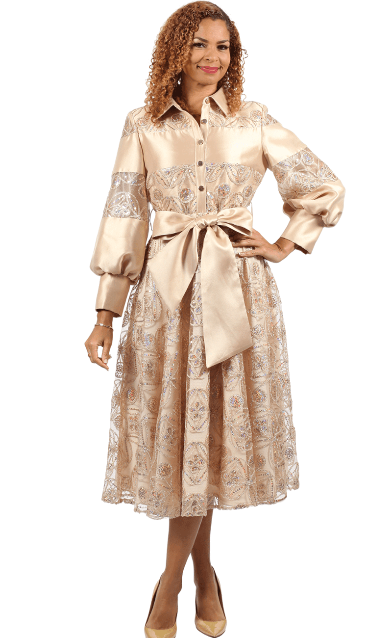 sequin church dress Diana 8563 Metallic Dress