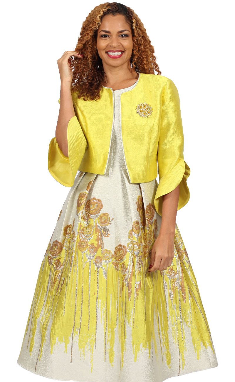 Diana Couture Church Dress 8978-Yellow, Yellow / 24