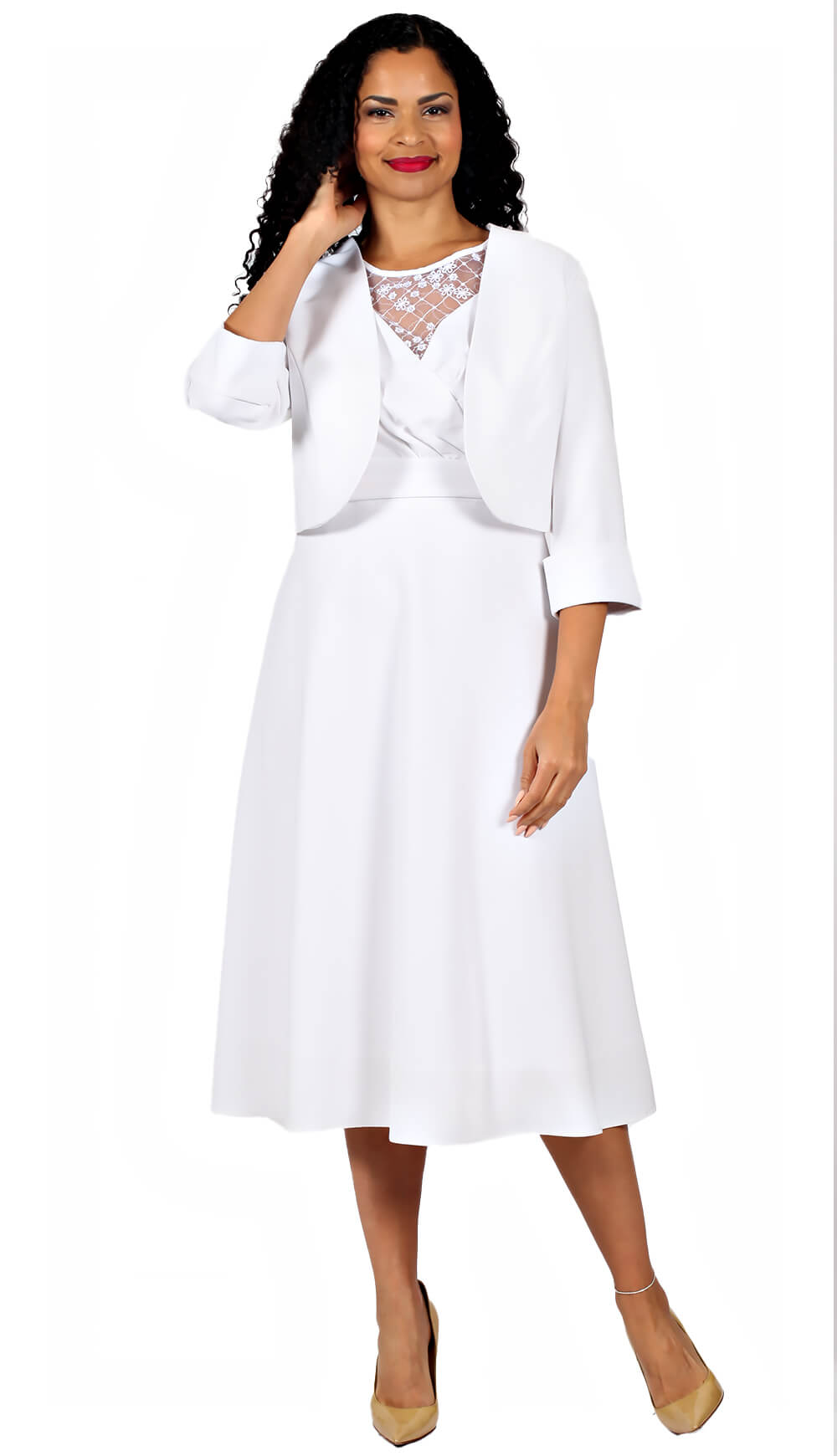 Diana Couture 8695-WHT Church Dress White / 20