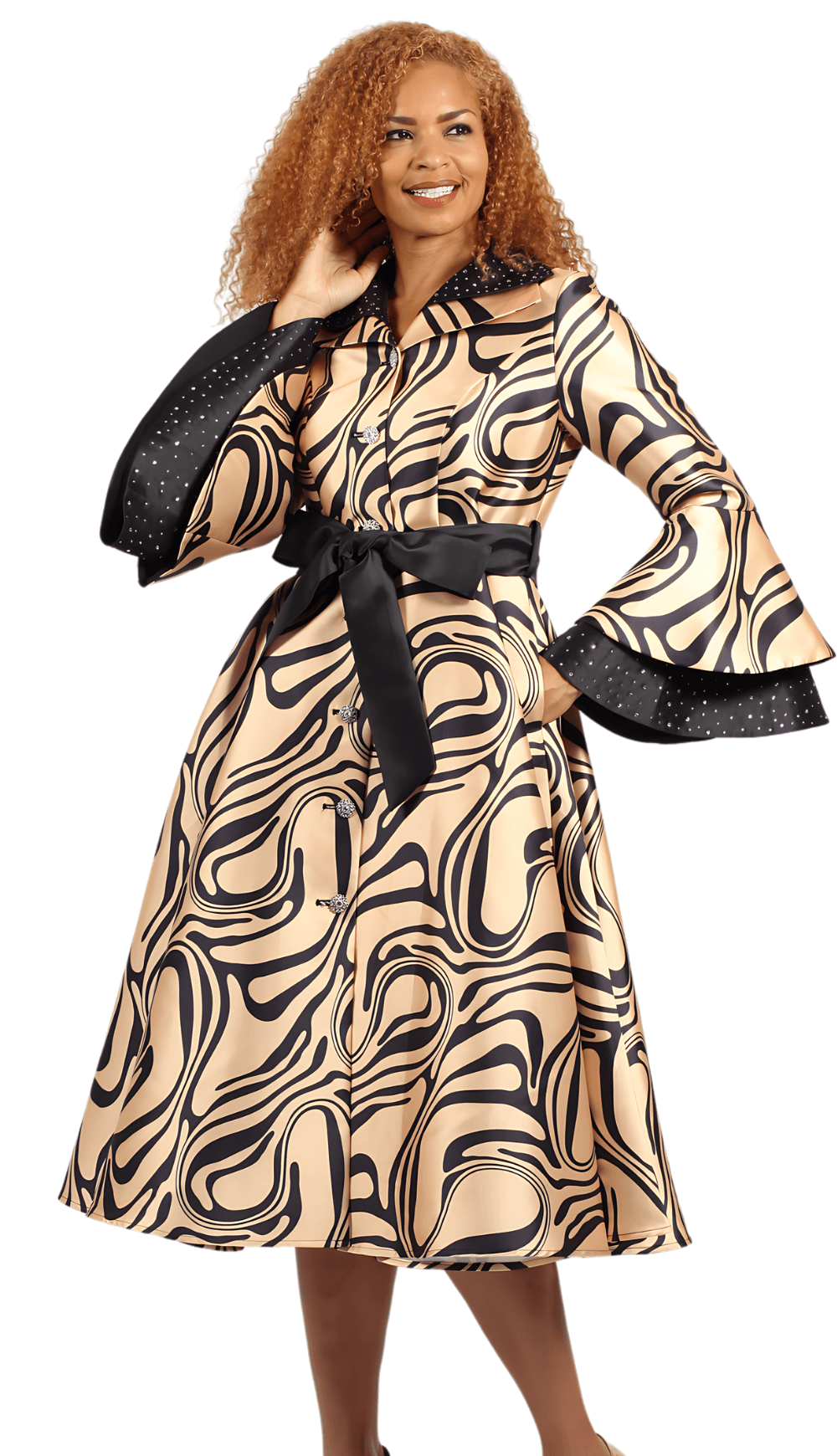 Diana Couture 8973 Church Dress Gold with Black / 18 | Designer Church Suits Diana Couture 8973 Church Dress Gold with Black / 18 | Designer Church Suits