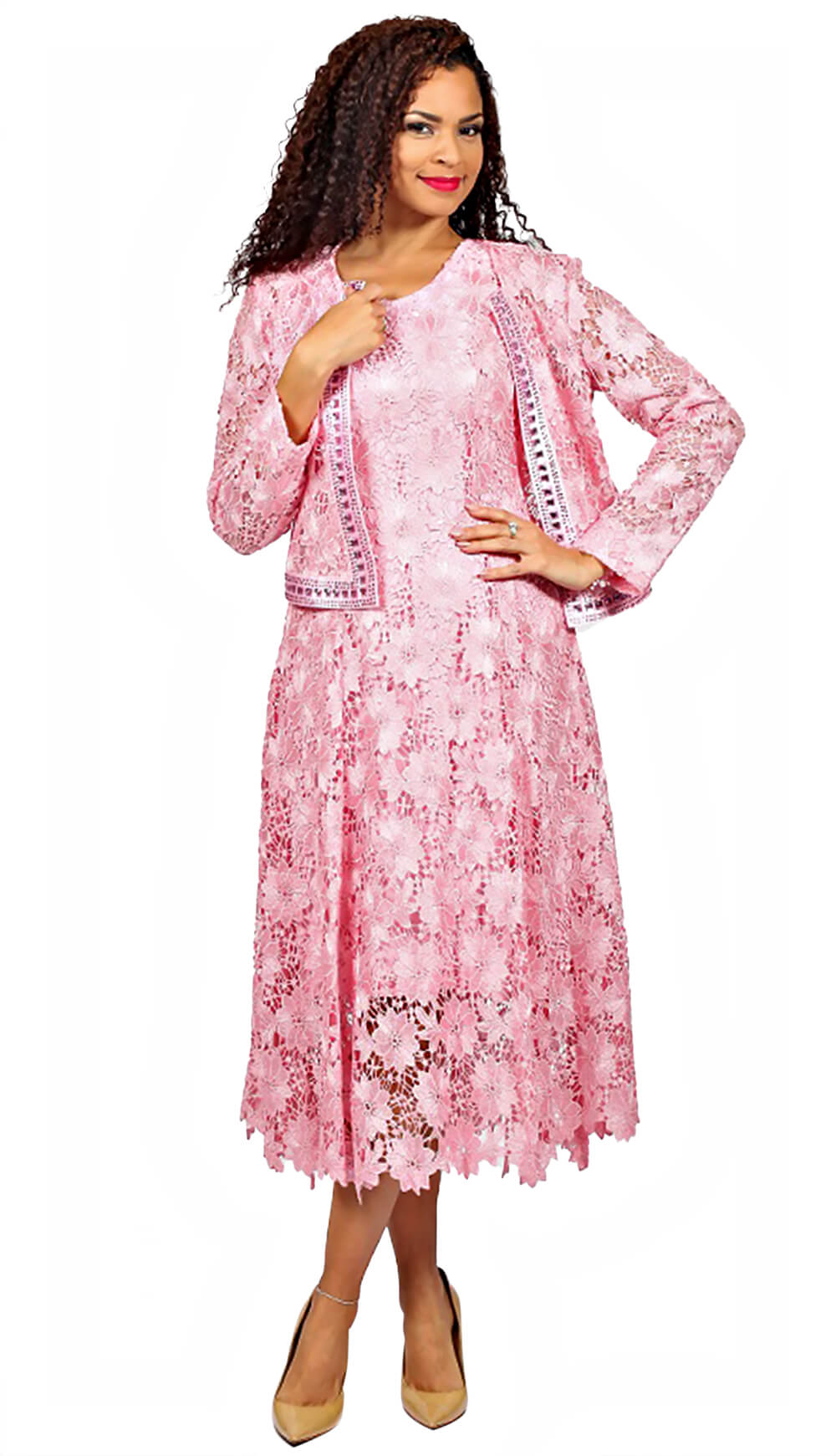 pink church dress for women Diana Couture Dress 8629-Pink, Pink / 20