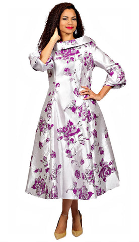 Diana Couture Church Dress 8700-Silver/Purple