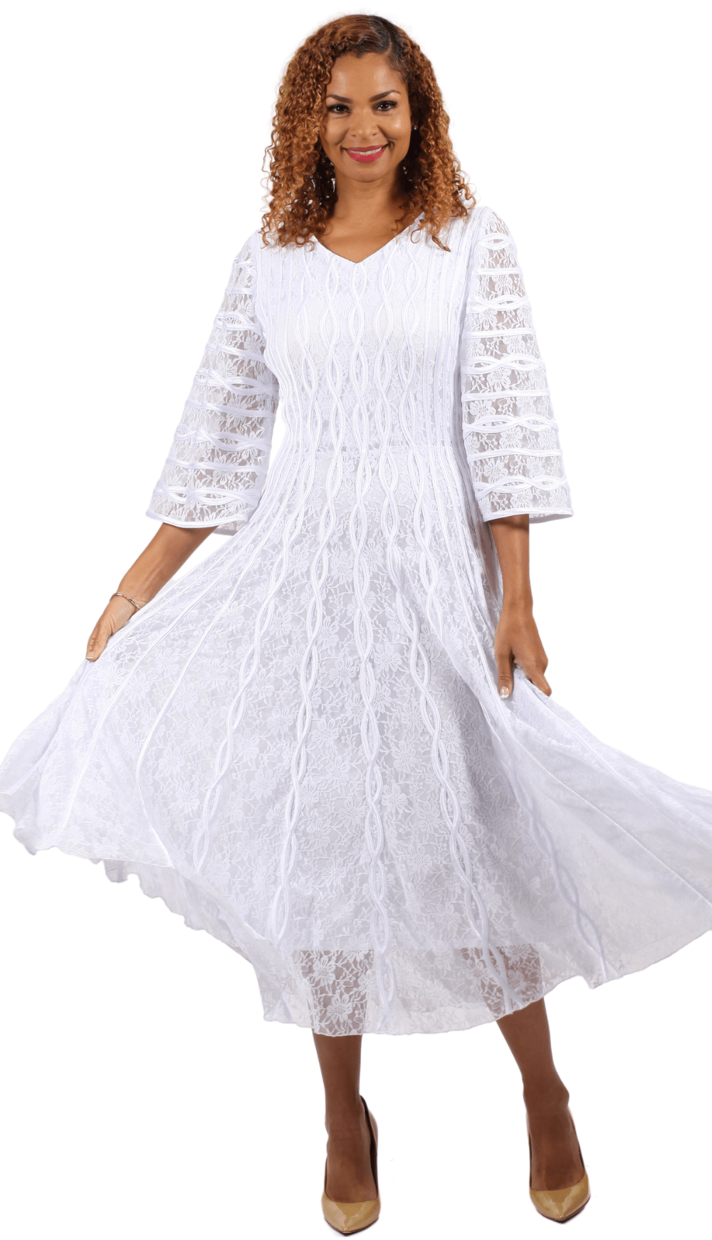 plus size white church dresses Diana Couture 9068 Church Dress White / 8