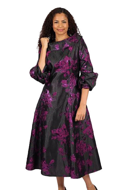 Diana Couture 8700-PWB Church Dress Purple with Black / 16