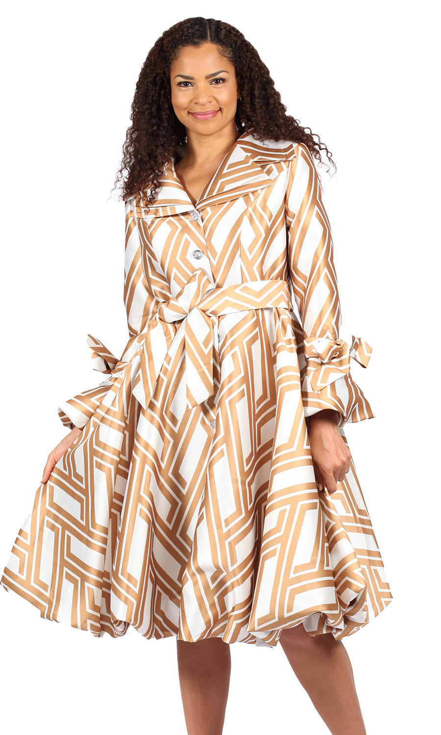 Diana Couture 8808 Church Dress Gold with White / 18 | Designer Church Suits Diana Couture 8808 Church Dress Gold with White / 18 | Designer Church Suits