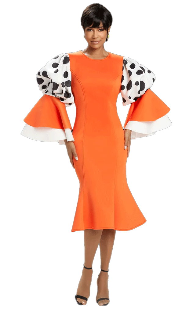 Donna Vinci Church Dress 12002C-Orange | Church Suits For Less Donna Vinci Church Dress 12002C-Orange | Church Suits For Less