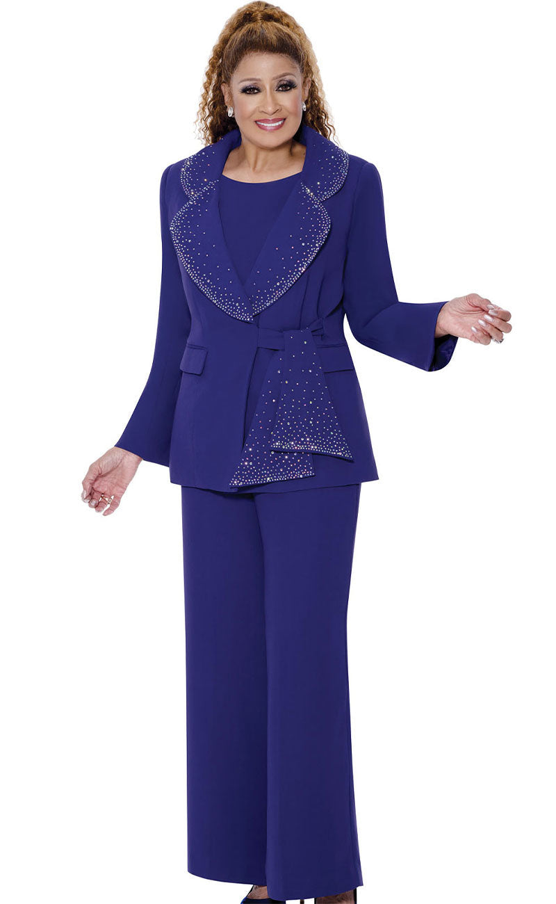 Dorinda Clark Cole 309093-PUR-IH Ladies Pant Suit Purple / 10 | Designer Church Suits