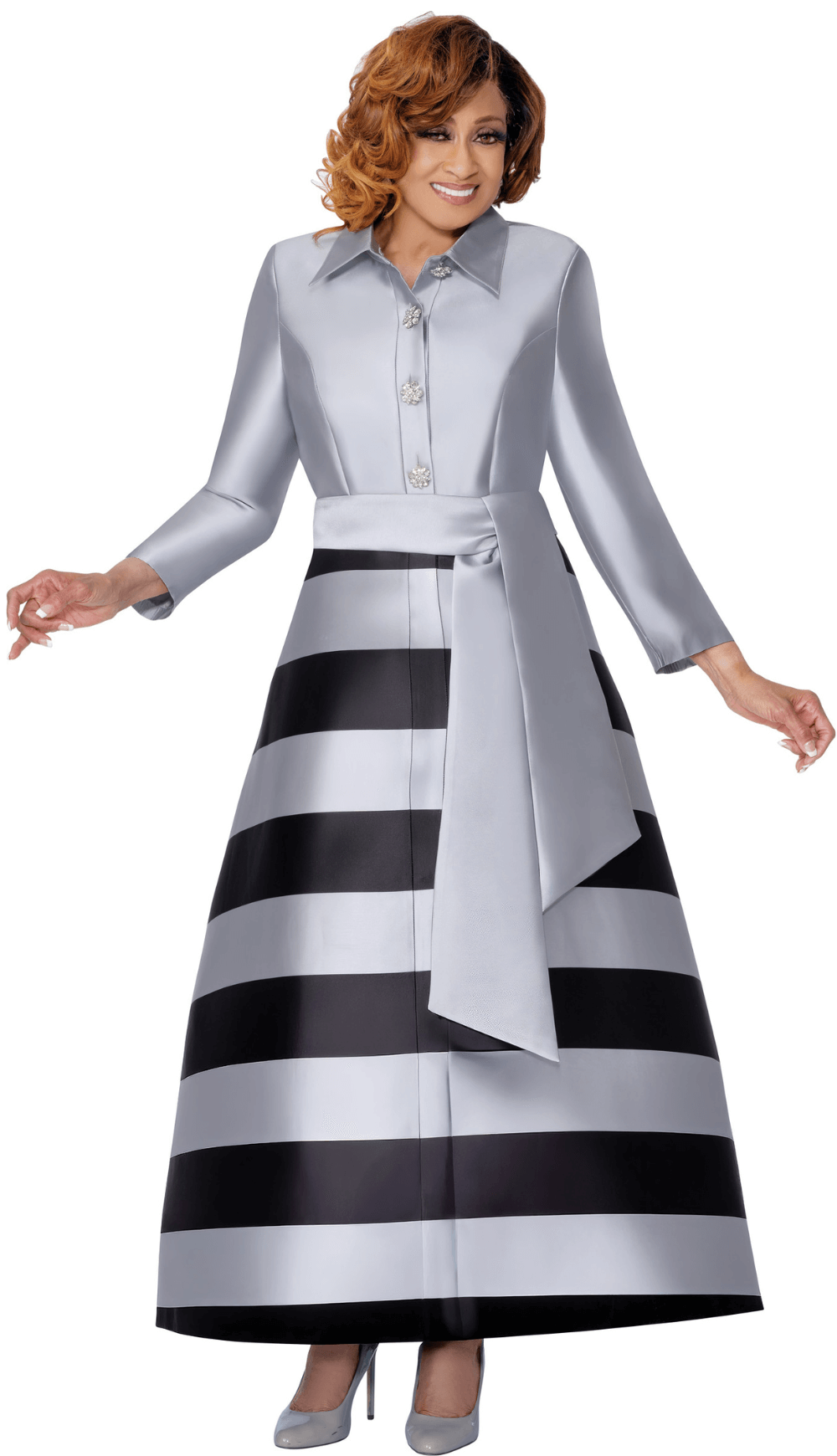 Dorinda Clark Cole Church Dress 309971-Silver/Black – Church suits