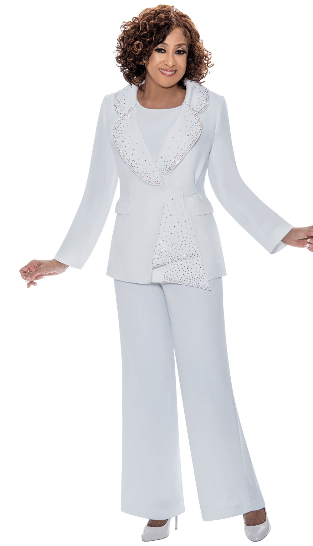 Dorinda Clark Cole Pant Suit 309093-White – Church suits for less