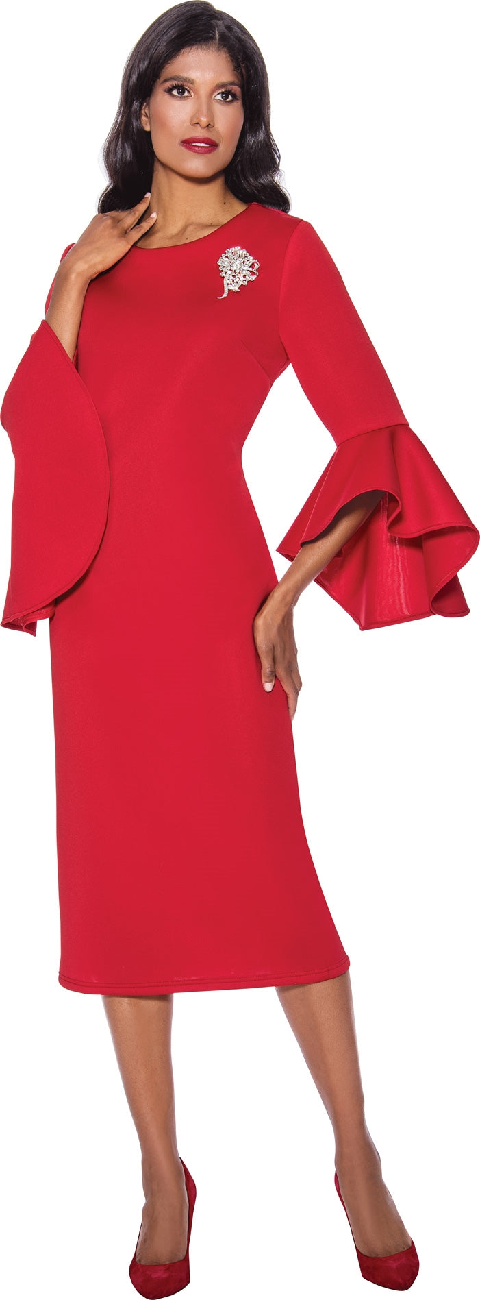 Church Dress By Nubiano 12081C-Red Church Dress By Nubiano 12081C-Red