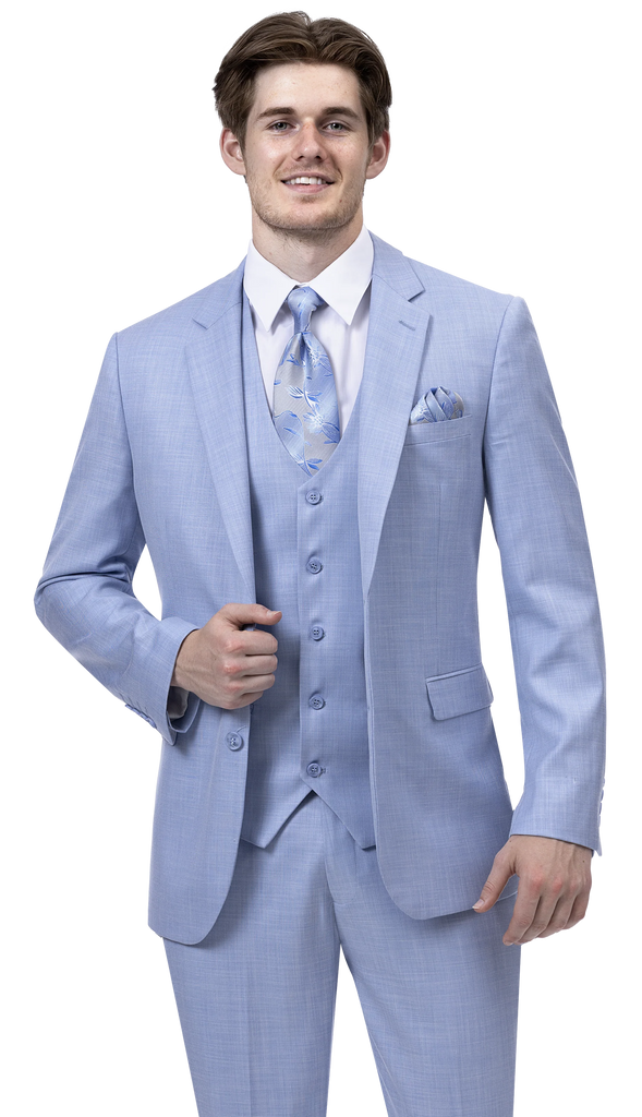 EJ Samuel Modern Fit Suit M18022 - Sky Blue - Church Suits For Less