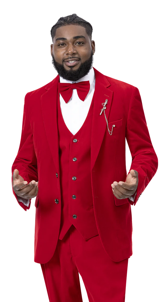 EJ Samuel Modern Fit Suit M2781 - Red - Church Suits For Less