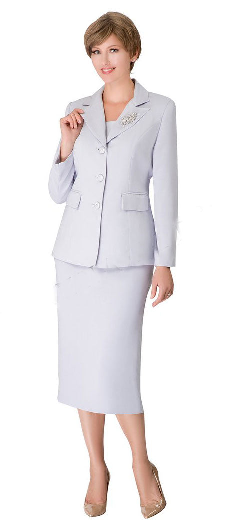 womens silver dress suit SoloveDress Women's 3 Piece Silver Satin Peak Lapel Suit Set (Blazer+Vest+Pants) Silver / US 6