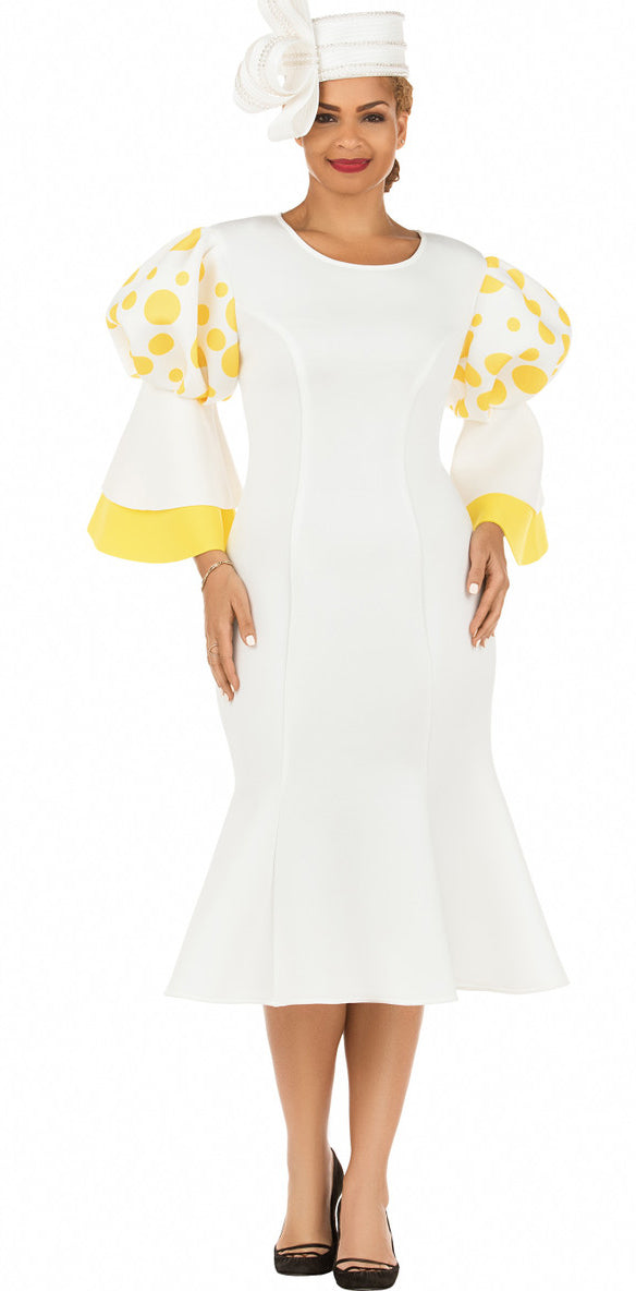 Giovanna Dress DP2402-Off-White/Yellow, Off-White/Yellow / 1X | Church Suits For Less Giovanna Dress DP2402-Off-White/Yellow, Off-White/Yellow / 1X | Church Suits For Less