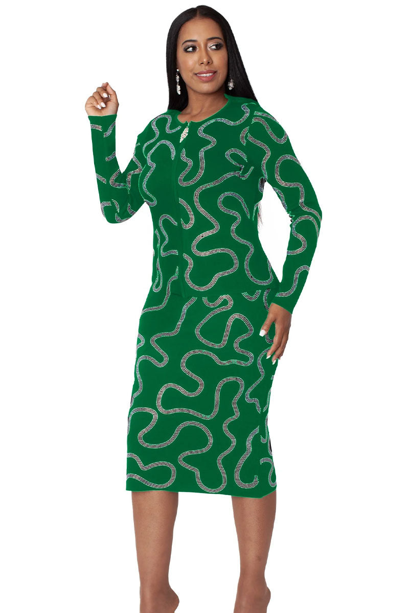 knit dress skirt suit Kayla 5381, Emerald/Silver / 18 Style #:25288-715 floral long dress Just write the number 1950s Attractive Glamorous Woman
