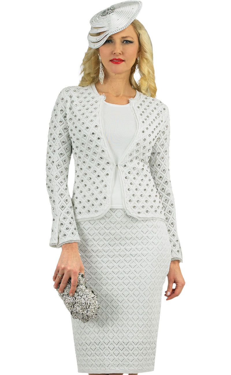 Lily And Taylor Suit 838, White / 3X