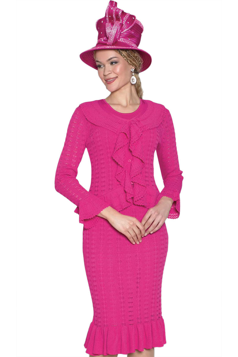 womens pink suit dress Lily And Taylor Suit 824-Hot Pink, Hot Pink / XL