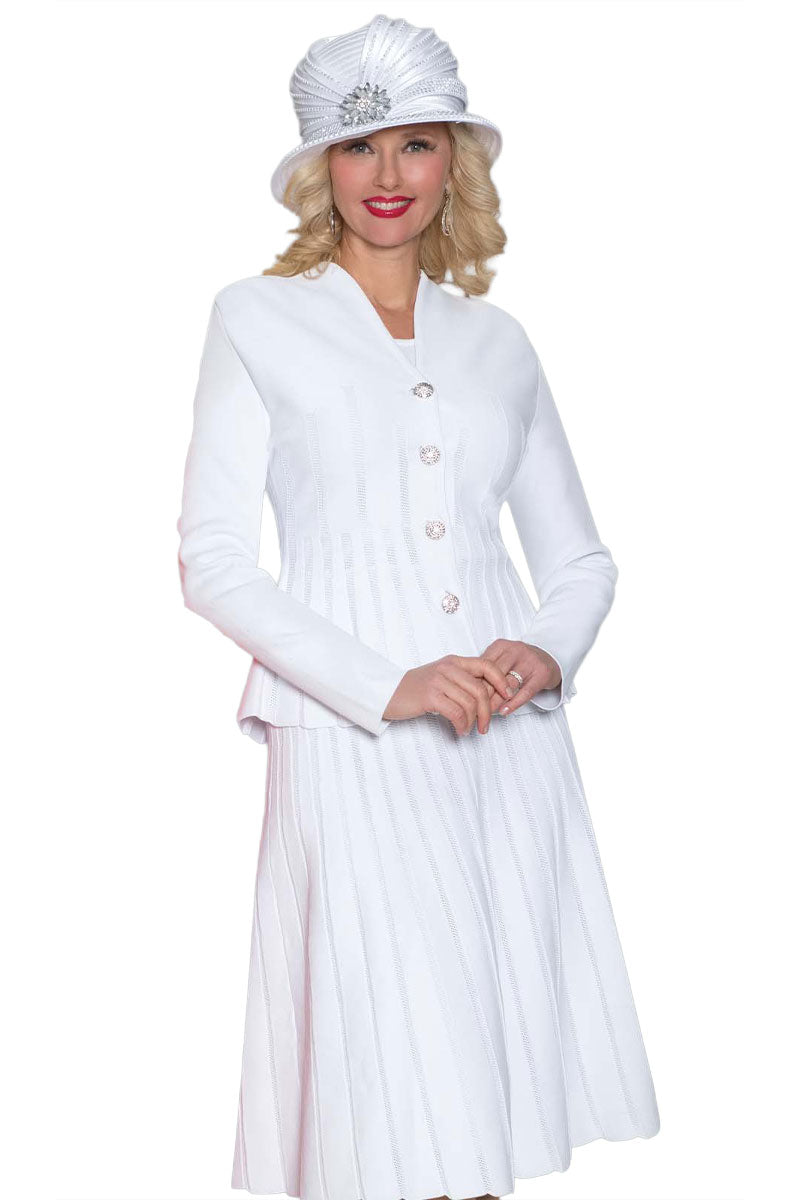 lily and taylor white suits Elegant Ribbed Skirt Suit by Lily & Taylor
