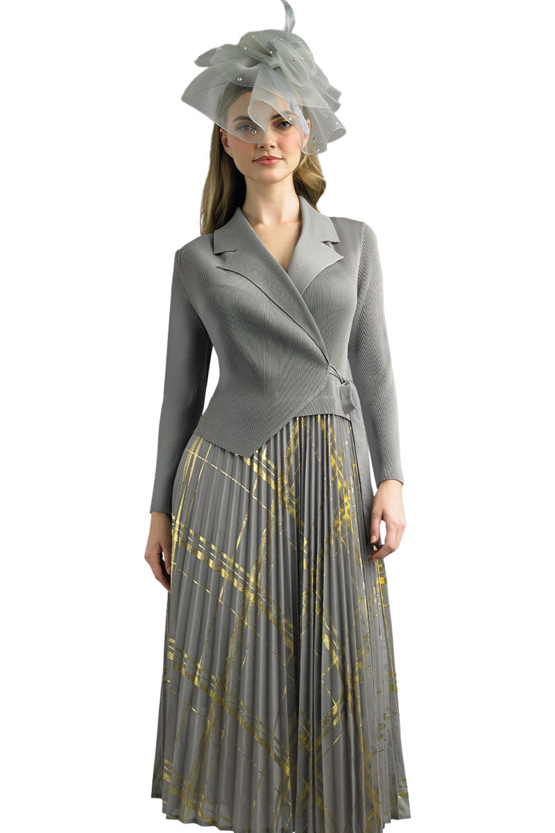 grey church dress Serafina 6438-SIL Church Dress Dark Silver / 1XL(14)