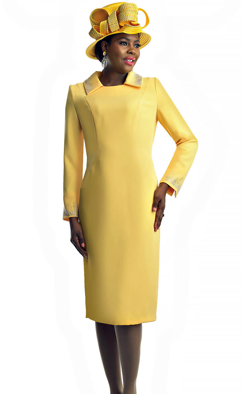 chinese dress ladies Lily and Taylor Dress 4879-Yellow, Yellow / 18