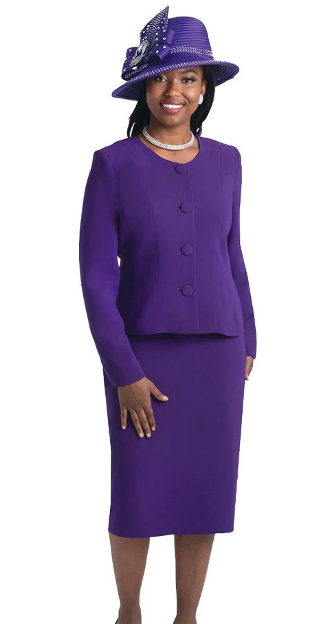 Lily and Taylor 2920-PUR ( 2pc Peachskin Ladies Church Suit ) Purple / 24