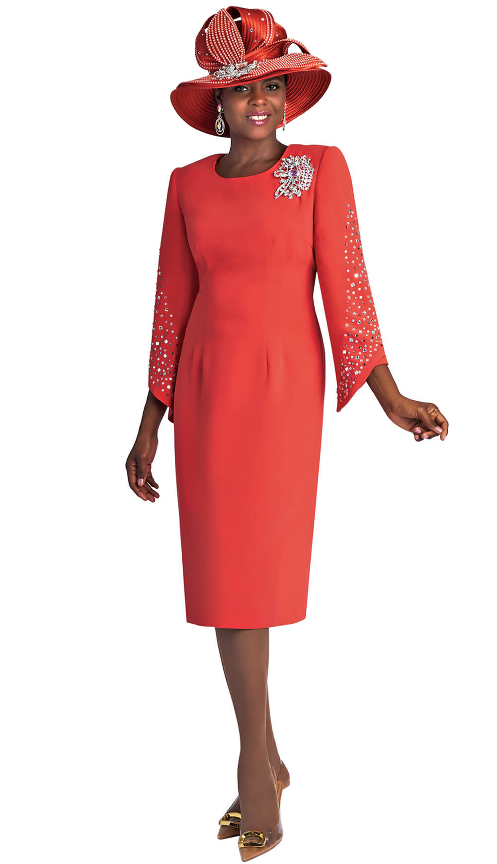 Lily and Taylor 4385-BORG Ladies Church Dress Burnt Orange / 8 | Designer Church Suits Lily and Taylor 4385-BORG Ladies Church Dress Burnt Orange / 8 | Designer Church Suits