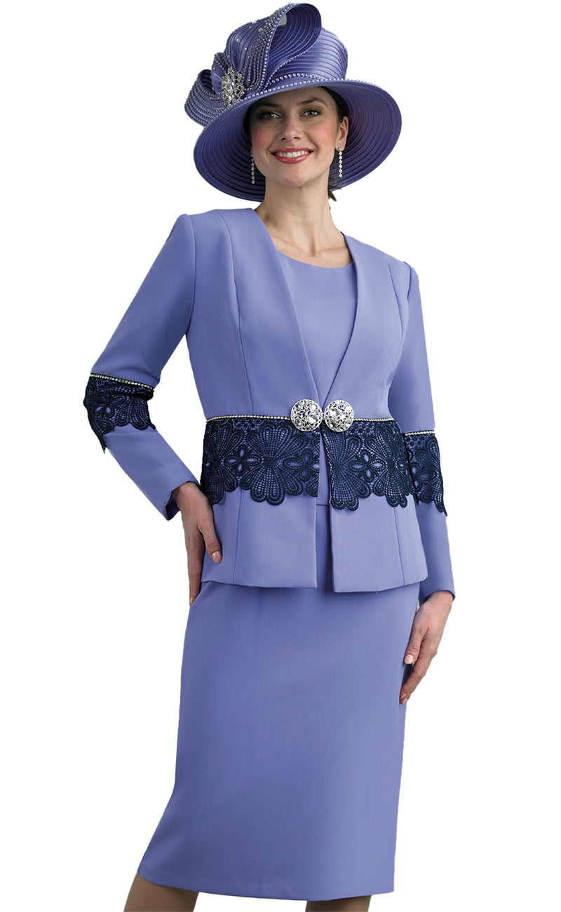 Lily and Taylor 4636-LAV Church Suit Lavender with Navy / 22