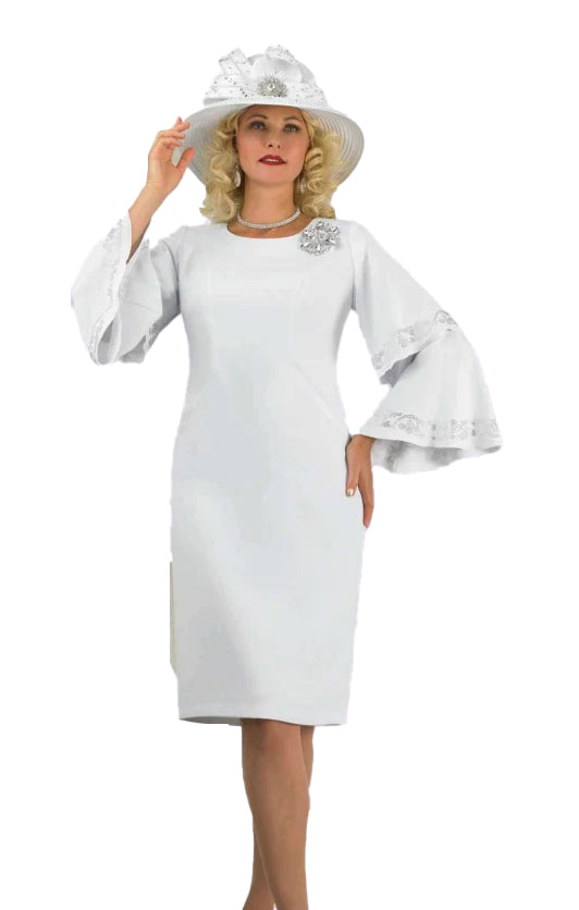chinese dress ladies Lily and Taylor Dress 4878-White, White / 22