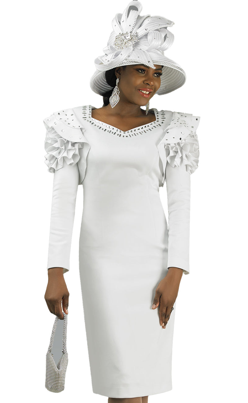 green emerald velvet dress Church Dress By Nubiano 100311-White – Church suits for less main image 1