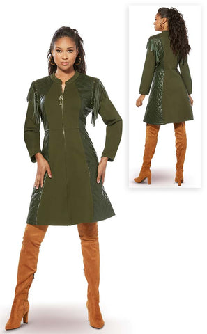 Love The Queen Coat Dress 17348C-Olive