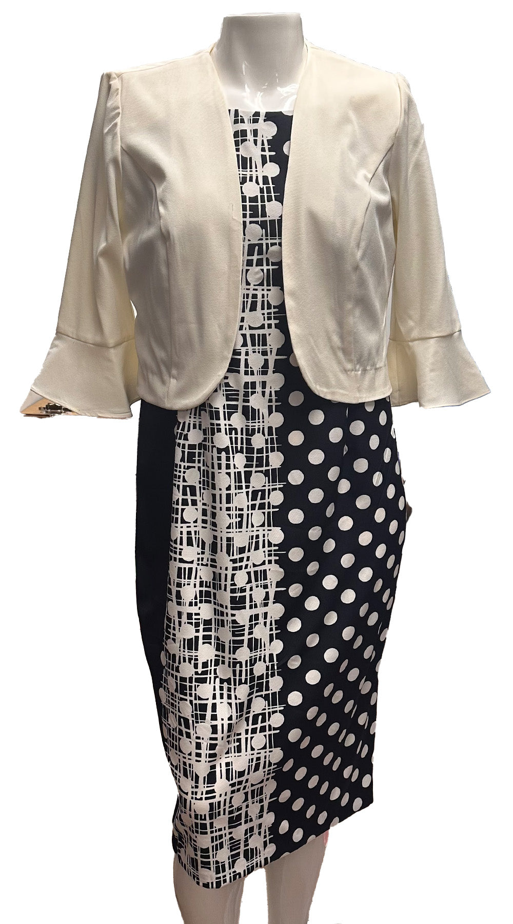 chinese dress ladies Maya Brooke Jacket Dress 29366, White/Navy / 8