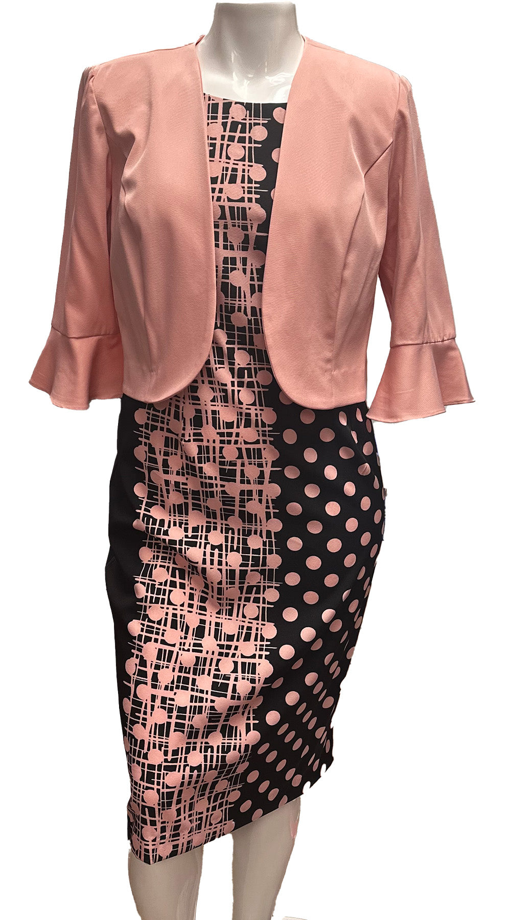 white christmas dresses Maya Brooke Jacket Dress 29366, Black/Pink / 20W