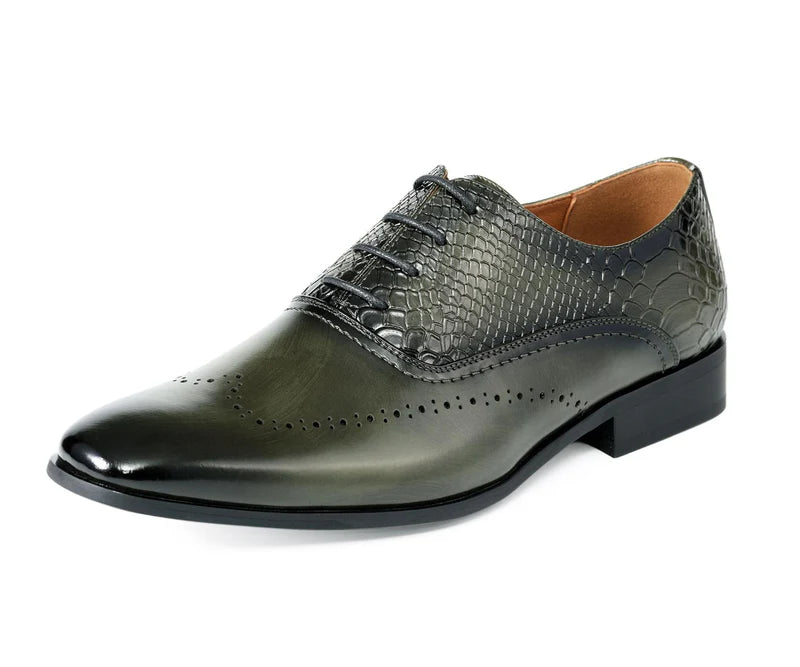 Men’s Black & Olive Derby Oxfords Dirk Brogues Derby Olive Oil Pullup Leather Shoes StudGuard  main image 4