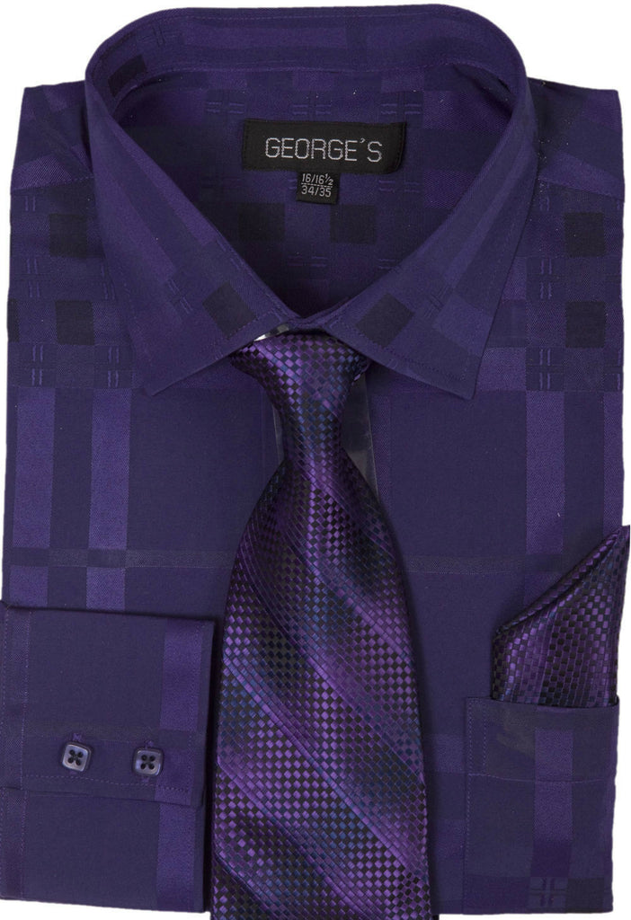 Milano Moda Men Shirt AH623C-Purple - Church Suits For Less