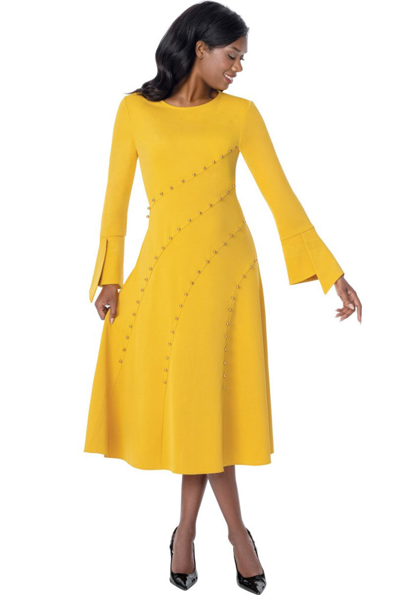 Church Dress by Nubiano 101251-Gold, Gold / 10