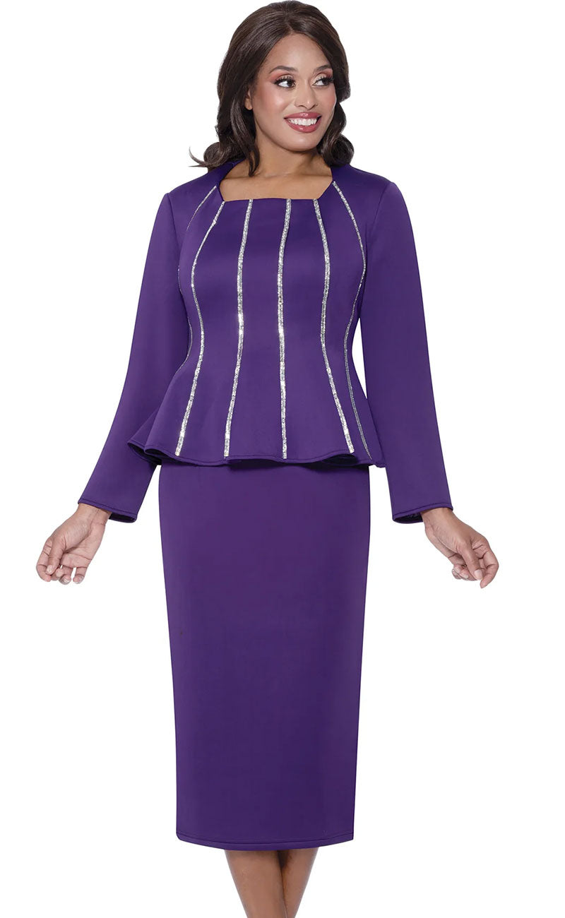 open lace back dress Stellar Looks Church Suit 600292-Purple