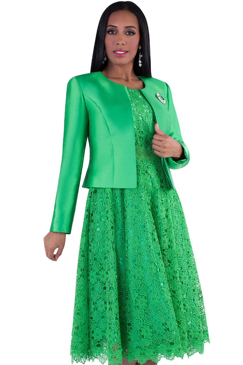 emerald green dress for church Plus Size Elegant Church-Ready Two-Piece Dress Suit EMERALD / 18W