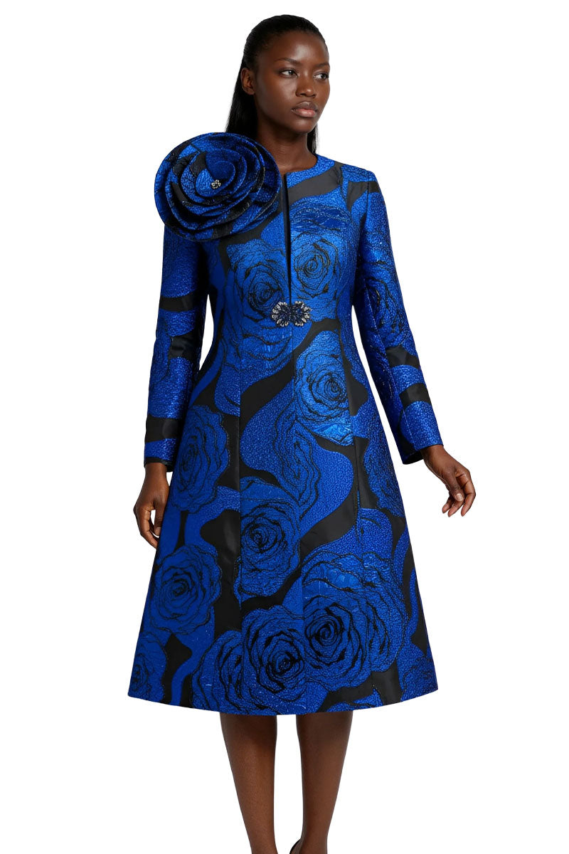 Tally Taylor Church Dress 4859-Royal/Black, Royal/Black / 22