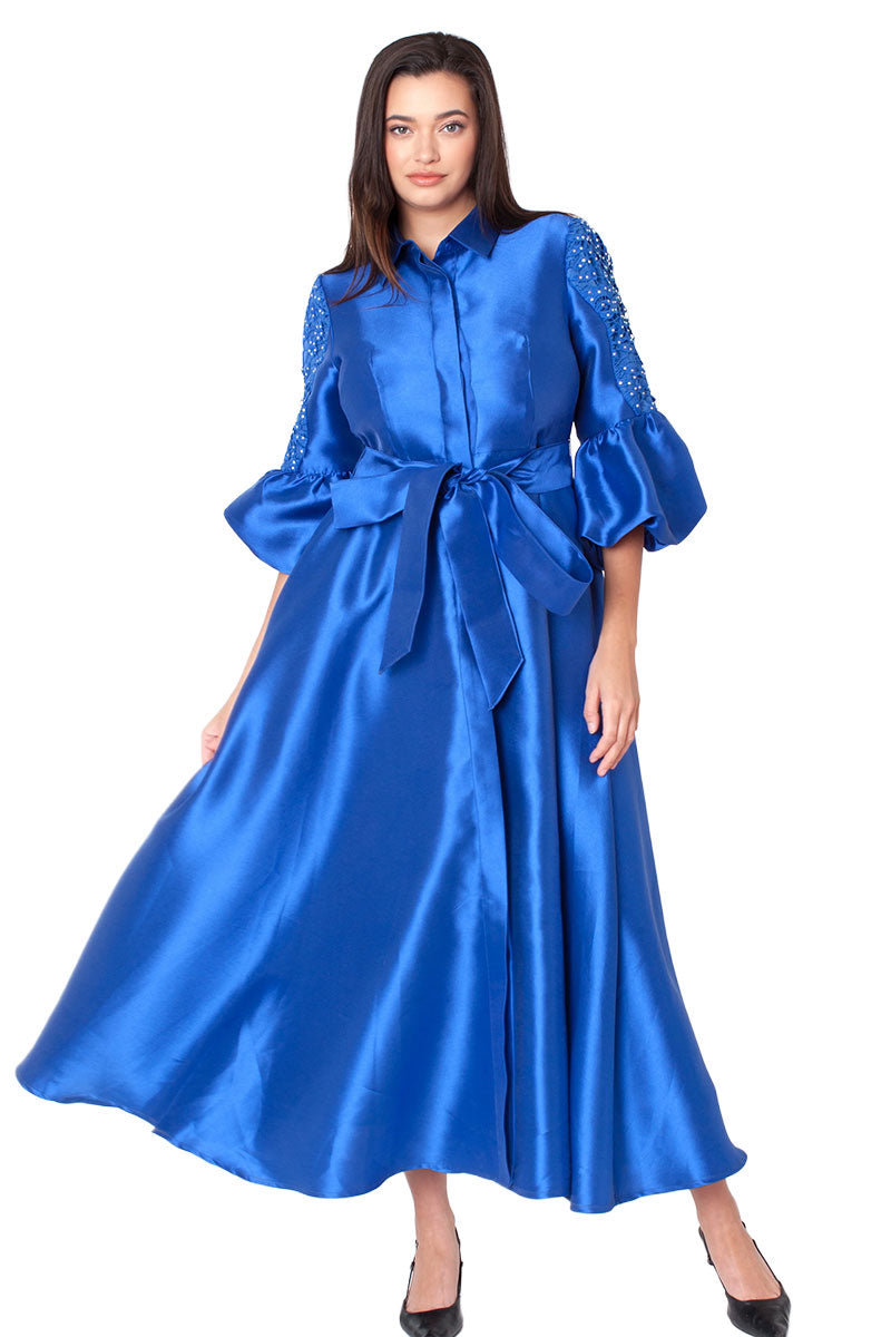 church maxi dresses Bishop Sleeve Tie-Waist Dress and special gatherings Color:Black/Champagne Winx DressUp 3 : split-hem