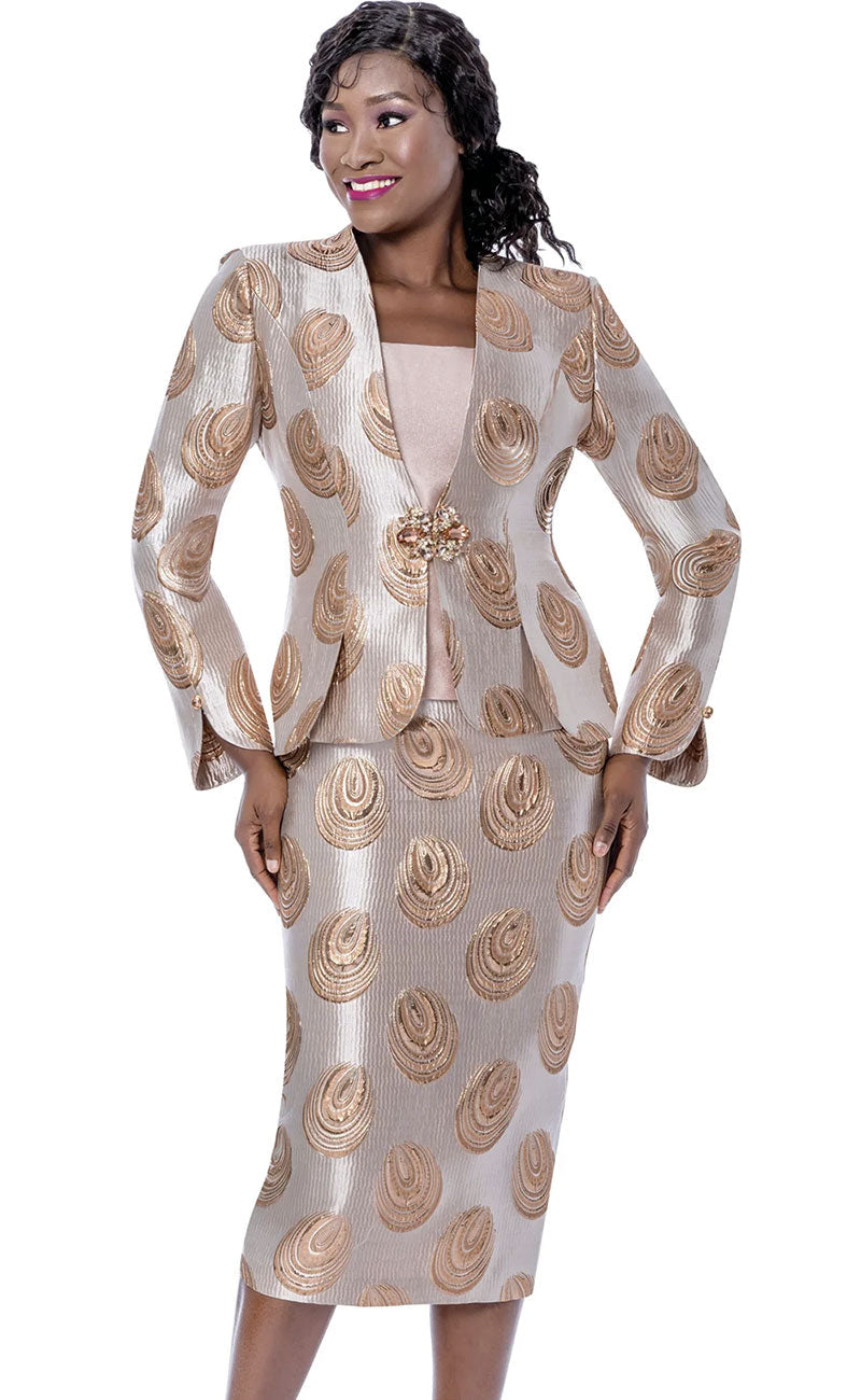 rose gold church dress Cinderella Divine CH189S Tea Length Pleated Iridescent Sequins Gown Rose  Gold / XS