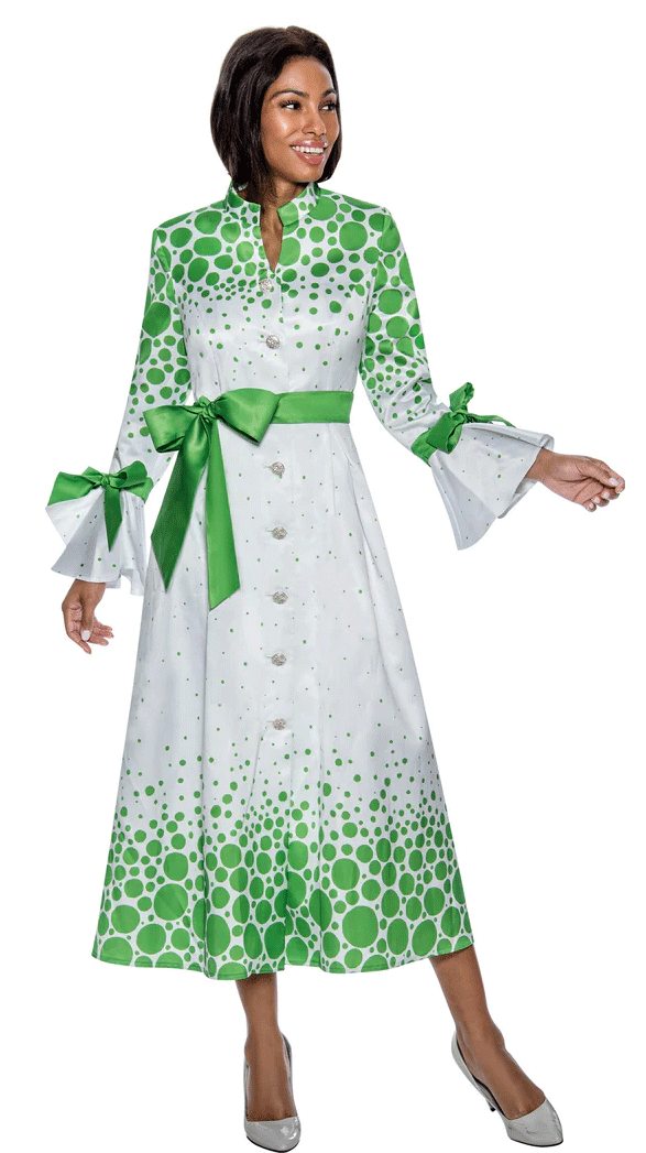 Terramina Church Dress 7072C-Lime/White, Lime/White / 22 | Church Suits For Less