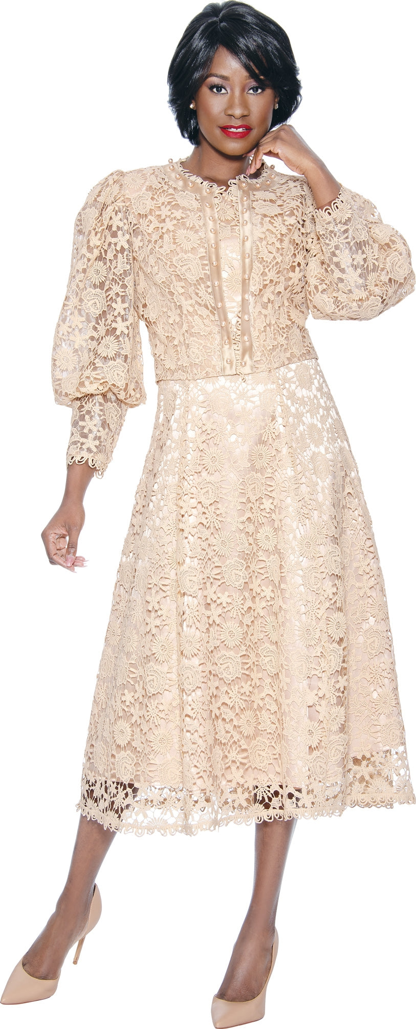 Terramina Dress 7051-Champagne  Church suits for less